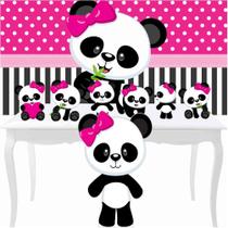 Combo Prata Panda Menina Totem Painel Festa Aniversário
