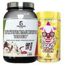 Combo Pré Treino Crazy Clown 300g (Abacaxi) + Hydromorph Whey Hidrolisado 900g (Chocolate)