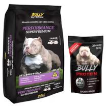 Combo Premium Ração Bully Performance 15 Kg com Bully Protein Suplemento Ganha Massa