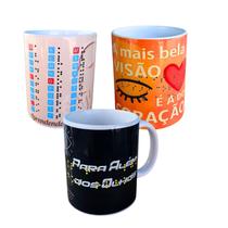 Combo Presente 3 Canecas Acessibilidade com leitura em Braile alto relevo Combo Presente 3 Canecas Acessibilidade com leitura em Braile alto relevo