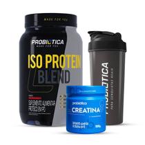 Combo Probiótica Iso Protein Blend 900g, Creatina 100g e Coqueteleira