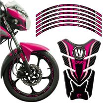 Combo Protetor Adesivo Tanque E Aro Moto Haojue Dk 150 Rosa Combo Protetor Adesivo Tanque E Aro Moto Haojue Dk 150 Rosa