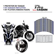 Combo Protetor Adesivo Tanque E Aro Moto Yamaha Fazer Vermelho/Preto