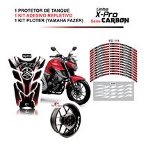 Combo Protetor Adesivo Tanque E Aro Moto Yamaha Fazer Vermelho/Preto