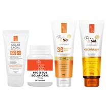 COMBO Protetor Solar Oral + Protetor Solar Facial FPS 60 + Gel Pós Sol + Protetor Solar FPS 50