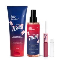 Combo QDB 7Belo: Loção Corporal 200ml + Body Splash 200ml + Batom Duo Gloss Rosa Único 8ml - 7 Belo