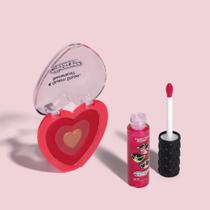 Combo QDB As Meninas Super Poderosas: Blush Compacto 4g + Lip Oil Rosa 9,5ml