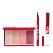 Combo QDB Pod Delas: Paleta Multifuncional 14,2g + Caneta Delineadora Preto 1,2ml + Batom Duo Gloss Vermelho se Inscreve 8ml