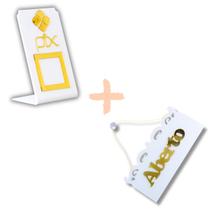 Combo qr code + aberto/fechado - branco com dourado