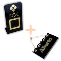 Combo qr code + aberto/fechado - preto dourado