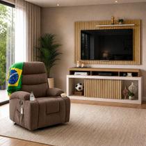 Combo Rack Painel Life com Poltrona de Massagem Estofada Marrom Confort Combo Rack Painel Life com Poltrona de Massagem Estofada Marrom Confort