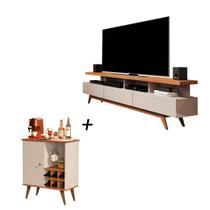 Combo Rack Vivare Wood+Aparador Buffet Royal 1 Porta c/Adega