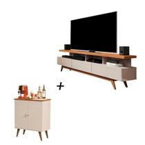 Combo Rack Vivare Wood + Aparador Buffet Royal 2 Portas