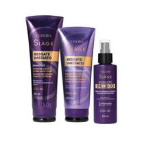 Combo Reconstrução Shampoo Condicionador Spray Leave-in Resgate Imediato Siàge Eudora