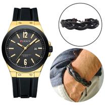 Combo Relógio Casual Masculino Curren Gold + Bracelete Combo Relógio Casual Masculino Curren Gold + Bracelete
