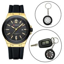 Combo Relógio Casual Masculino Curren Gold + Chaveiro Trena Combo Relógio Casual Masculino Curren Gold + Chaveiro Trena
