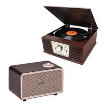 Combo Retrô - Vitrola Multifuncional ObaRetrô Obabox e Caixa de Som Bluetooth Speaker Presley Pulse 27716K
