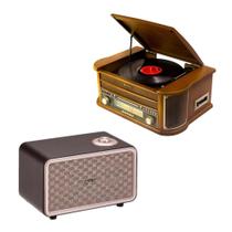 Combo Retrô - Vitrola Multifuncional ObaVintage Plus Obabox e Caixa de Som Bluetooth Speaker Presley Pulse 27688K