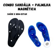 Combo Sandália + Palmilhas Magnéticas Infravermelho Esporão Má Circulação Tira dor - Preto