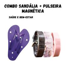 Combo Sandália + Pulseira Magnéticas Infravermelho Esporão Má Circulação Tira dor - Lilás - 35/36