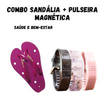 Combo Sandália + Pulseira Magnéticas Infravermelho Esporão Má Circulação Tira dor - Rosa - 35/36