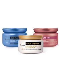 Combo Siàge Cronograma Capilar Máscaras: Hair-Plastia 250g + Nutri Rosé 250g + Cica-Therapy 250g