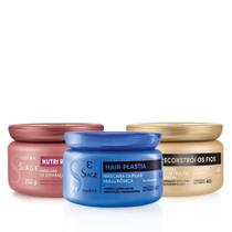 Combo Siàge Máscaras: Hair-Plastia 250g + Nutri Rosé 250g + Reconstrói Os Fios 250g
