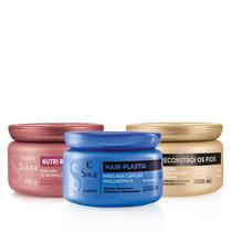 Combo Siàge Máscaras: Hair-Plastia 250g + Nutri Rosé 250g + Reconstrói Os Fios 250g