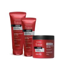 Combo Siàge Men Cachos e Crespos:Condicionador 200ml + Shampoo 250ml + Creme para Pentear 450g