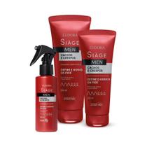 Combo Siàge Men Cachos e Crespos: Condicionador 200ml + Shampoo 250ml + Spray Ativador Cashos 100ml