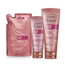 Combo Siàge Nutri Rosé: Shampoo 250ml + Refil Máscara Capilar 250g + Condicionador 200ml Eudora
