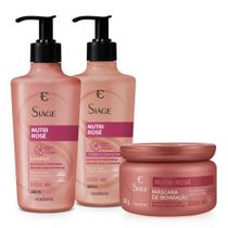 Combo Siàge Nutri Rosé: Shampoo 400ml + Condicionador 400ml + Máscara Capilar 250g Combo Siàge Nutri Rosé: Shampoo 400ml + Condicionador 400ml + Máscara Capilar 250g