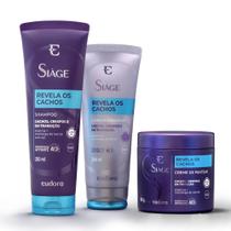 Combo Siàge Revela os Cachos: Shampoo 250ml + Condicionador 200ml + Creme para Pentear 500g