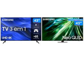 Combo Smart TV 43” 4K UHD Neo QLED Samsung - 120Hz + Smart TV 43” UHD 4K LED Wi-Fi Bluetooth