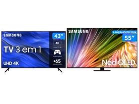 Combo Smart TV 55” 4K UHD Neo QLED Samsung VA - 120Hz + Smart TV 43” UHD 4K LED Wi-Fi Bluetooth