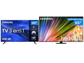 Combo Smart TV 65” 4K UHD Neo QLED Samsung - 120Hz + Smart TV 43” UHD 4K LED Wi-Fi Bluetooth
