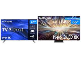 Combo Smart TV 65” 8K Neo QLED Samsung - 120Hz + Smart TV 43” UHD 4K LED Wi-Fi Bluetooth