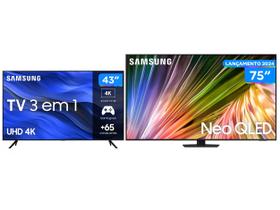 Combo Smart TV 75” 4K UHD Neo QLED Samsung Big TV - Wi-Fi Bluetooth + Smart TV 43” UHD 4K LED