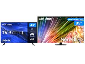 Combo Smart TV 85” 4K UHD Neo QLED Samsung Big TV - 120Hz + Smart TV 43” UHD 4K LED Wi-Fi Bluetooth