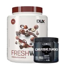 Combo Suplemento em pó Fresh Whey Nutri Conc. Isolado Hidro Chocolate belga e Avela + Creatina - Dux