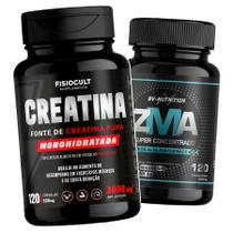 Combo Suplementos Alimentares Creatina Monohidratada e ZMA em capsulas para Adultos Sem Gluten Fisiocult