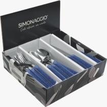 Combo talheres glow glitter azul 80 pecas