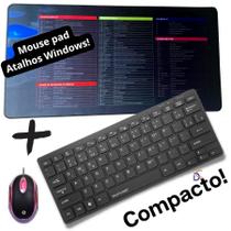 Combo Teclado compacto + Mouse +Mouse pad Grande p/ Notebook essencial