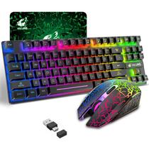 Combo Teclado e Mouse Gamer Sem Fio ZIYOU LANG - 87 Teclas