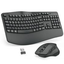 Combo Teclado e Mouse Sem Fio Ergonômicos ULSOU Tamanho Completo