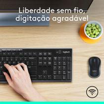 Combo Teclado E Mouse Sem Fio Logitech Mk270 Layout Abnt2 Preto Preto