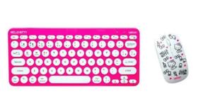 Combo teclado e mouse wireless e bluetooth hello kitty letron 74691