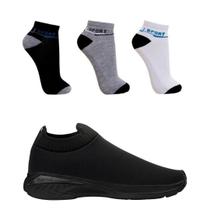 Combo Tênis Academia Esportivo Slip On 3 pares de Meias Combo Tênis Academia Esportivo Slip On 3 pares de Meias