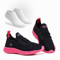Combo Tênis Feminino Esportivo Com Meia Perfeito para Caminhar, Treinar e Dia a Dia