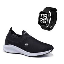 Combo Tênis Ortopédico Unissex Com Relogio Quadrado Conforto e Leveza para Caminhada, Academia